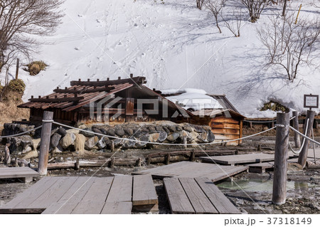 栃木県日光市　日光湯元温泉の源泉　3月 37318149