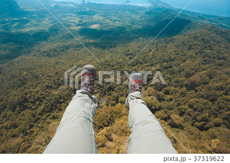 hiker legs on top of forest hiker legs on top of forest 37319622
