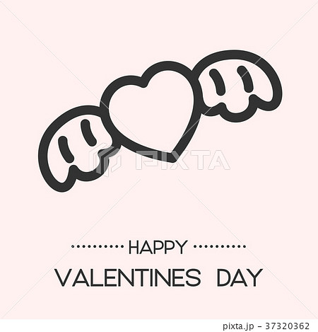 Heart with wings in line art style, Vector 37320362