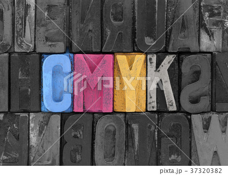 Cmyk made from old letterpress blocks  37320382