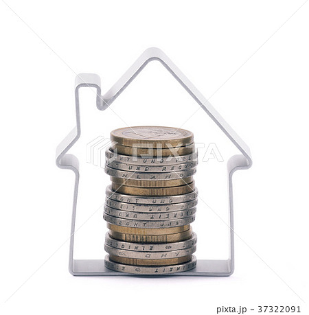 House and stack of euro coins House and stack of euro coins 37322091