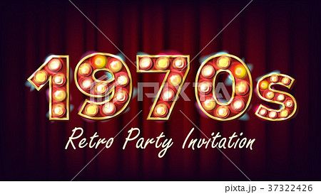 1970s Retro Party Invitation Vector. 1970 Style 1970s Retro Party Invitation Vector. 1970 Style 37322426