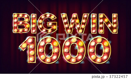Big Win 1000 Banner Vector. Casino Glowing Lamps 37322457