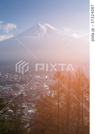 Fuji Mountain with residence area on ground Fuji Mountain with residence area on ground 37324087