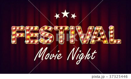 Festival Movie Night Banner Vector. Retro Cinema 37325446
