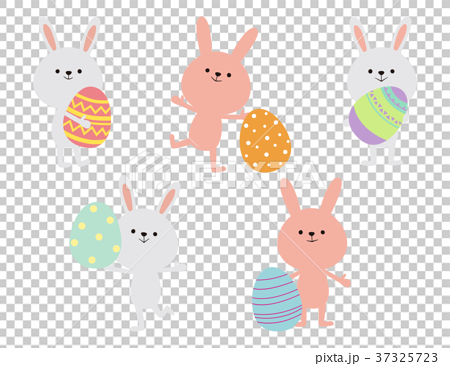 ウサギとイースターエッグ イラストのイラスト素材 37325723 Pixta