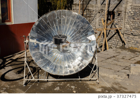 Solar parabolic heater, Himalayas, Nepal Solar parabolic heater, Himalayas, Nepal 37327475