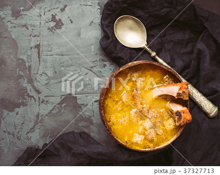 Plate of useful and dietary vegetable soup Plate of useful and dietary vegetable soup 37327713