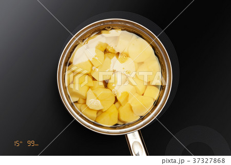 potatoes is cooked in pan 37327868