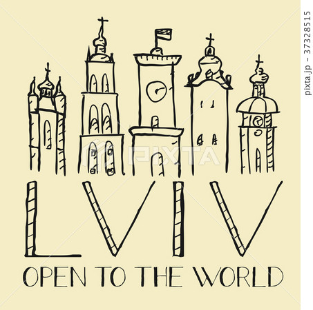 Vector hand drawn logo of the city of Lviv  37328515