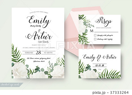 Wedding cards floral design. Invite rsvp, response Wedding cards floral design. Invite rsvp, response 37333264