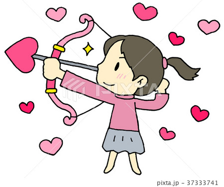 バレンタイン 弓矢 女性のイラスト素材