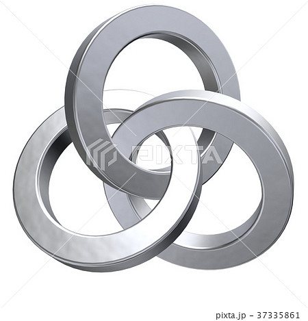 3つのリングのオブジェクト切り抜き 銀のイラスト素材