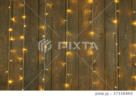 dark wood background with lights, abstract holiday 37336869