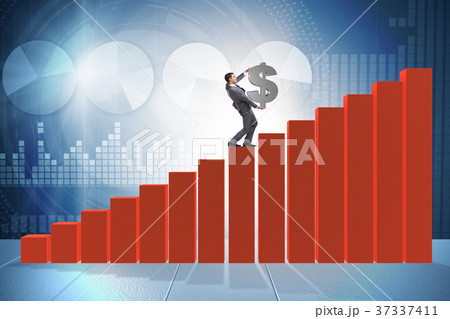 Businessman carrying dollar sign in economic Businessman carrying dollar sign in economic 37337411