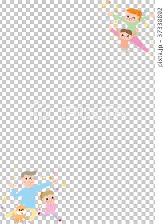 家族ハッピーイラスト　コピースペース A4 37338892