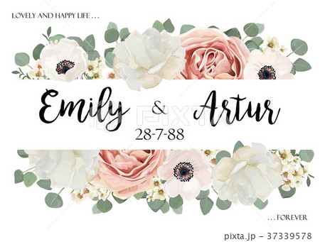 Vector floral wedding invite save the date card 37339578