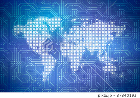 Hi-tech pixelated world map on complicated 37340193