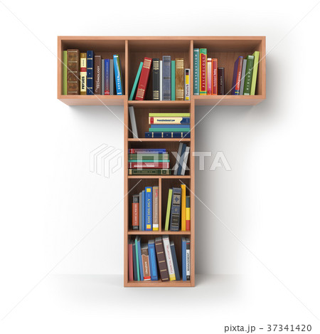 Letter T. Alphabet the form of shelves with books 37341420