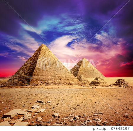 Pyramids and violet clouds Pyramids and violet clouds 37342197
