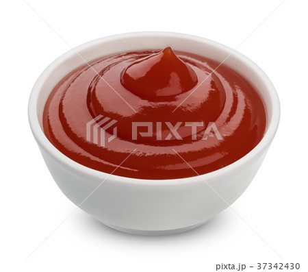Bowl of ketchup isolated on white background Bowl of ketchup isolated on white background 37342430