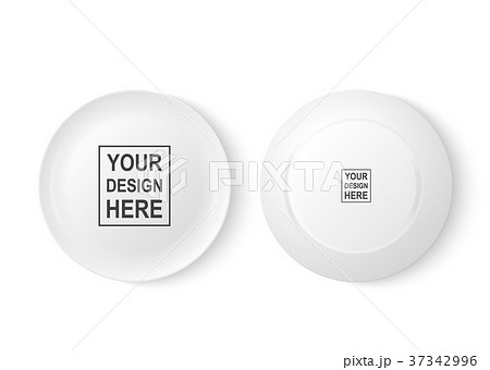 Realistic vector white food dish plate icon set Realistic vector white food dish plate icon set 37342996