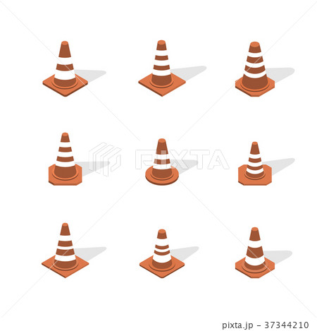 Cone sign road repair in 3D isometric style Cone sign road repair in 3D isometric style 37344210