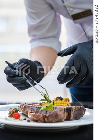 food perfectionist styling meal restaurant serving food perfectionist styling meal restaurant serving 37345382