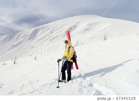 Alpine touring skier in winter mountain Alpine touring skier in winter mountain 37345529