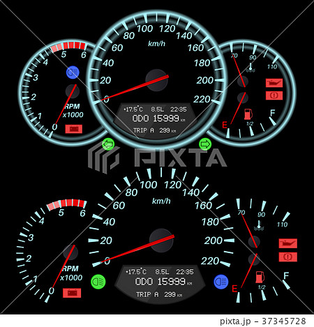 Car dashboard - speedometer, tachometer, fuel and 37345728
