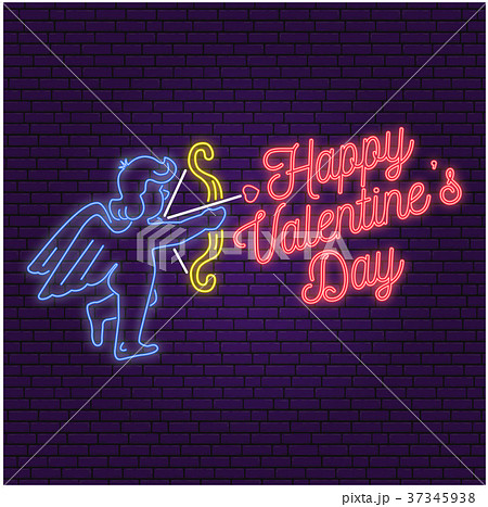 Neon sign, banner for Valentines Day celebrate. Neon sign, banner for Valentines Day celebrate. 37345938