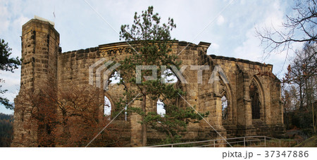 Detail of ruins of gothic Oybin monastery Germany 37347886