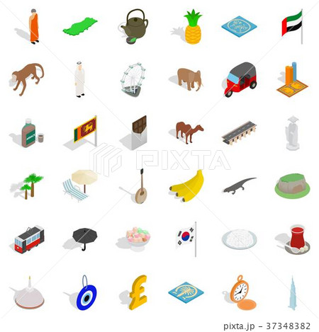 Asia icons set, isometric style 37348382