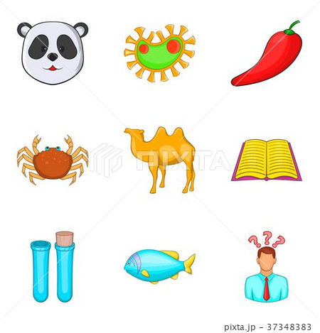 Variety of nature icons set, cartoon style 37348383
