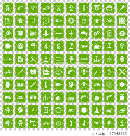 100 gear icons set grunge green 37348385