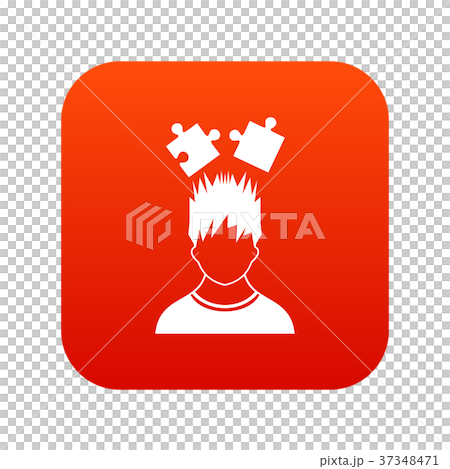 Man with puzzles over head icon digital red - Stock Illustration ...