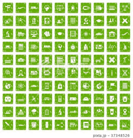 100 globe icons set grunge green 37348526