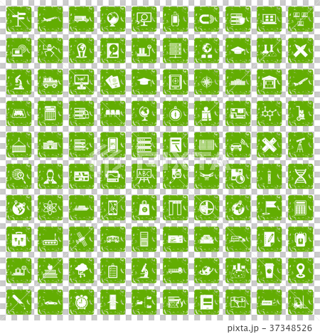 100 globe icons set grunge green 37348526