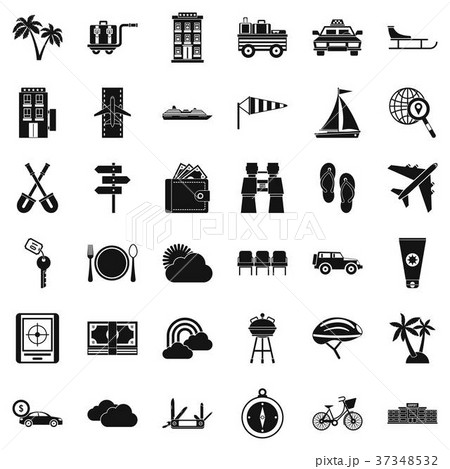 Transport trip icons set, simple style 37348532