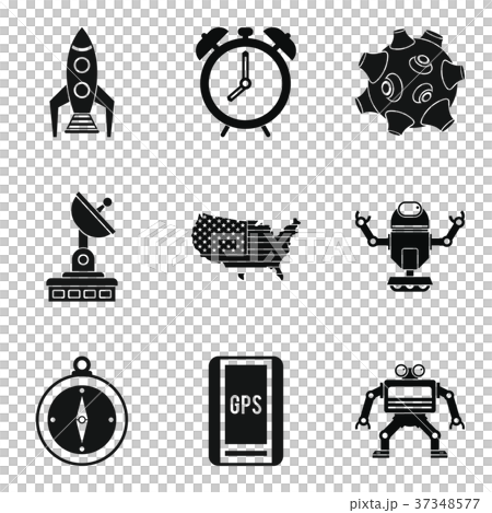Sputnik icons set, simple style 37348577