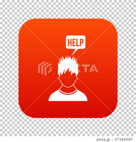 Man needs help icon digital red - Stock Illustration [37348597] - PIXTA