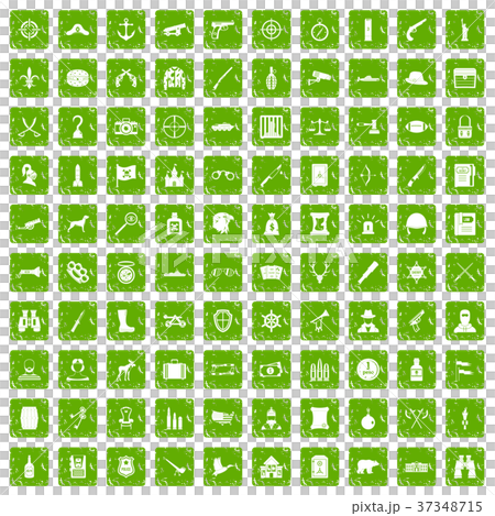 100 guns icons set grunge green 37348715