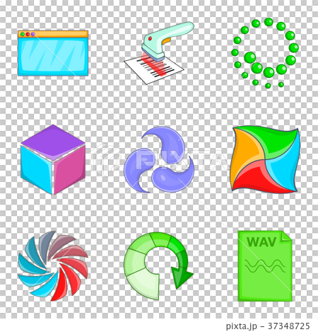Cloud loading icon set, cartoon style Cloud loading icon set, cartoon style 37348725