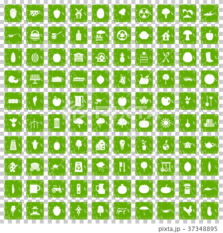 100 health food icons set grunge green 100 health food icons set grunge green 37348895