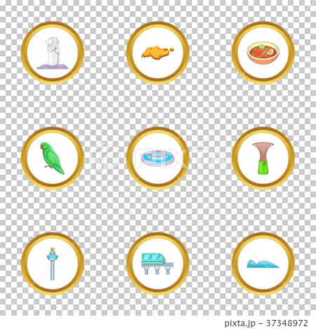 Singapore symbols icons set, cartoon style 37348972