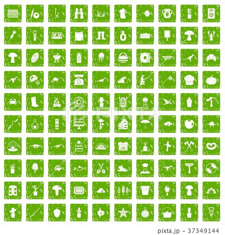 100 hobby icons set grunge green 100 hobby icons set grunge green 37349144