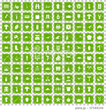 100 hobby icons set grunge green 100 hobby icons set grunge green 37349144
