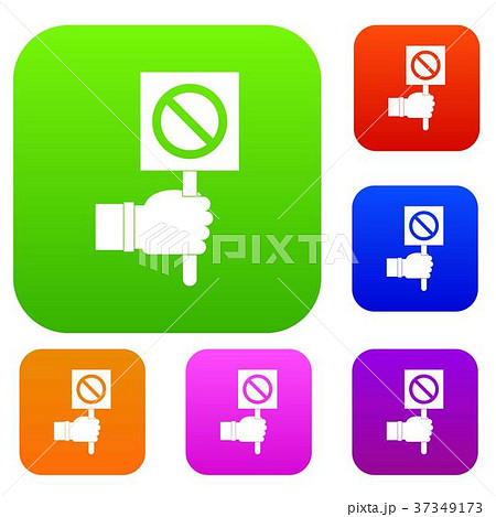 Hand showing stop signboard set color collection 37349173