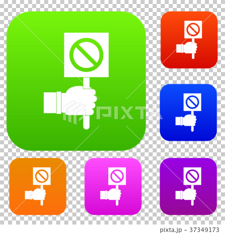 Hand showing stop signboard set color collection Hand showing stop signboard set color collection 37349173