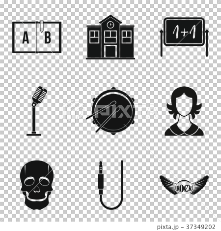School orchestra icons set, simple style School orchestra icons set, simple style 37349202